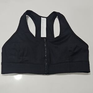 Fabletics Black Front-Zip Sports Bra - Women Intimates Sleepwear Size L Padded